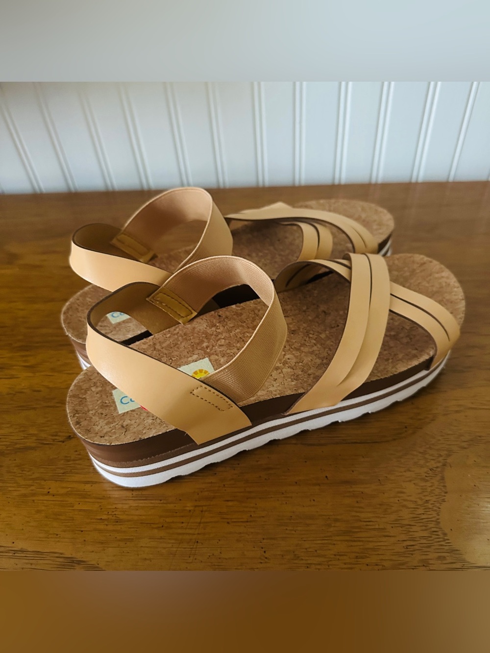 C&C California Tan Strappy Cork Platform Sandals